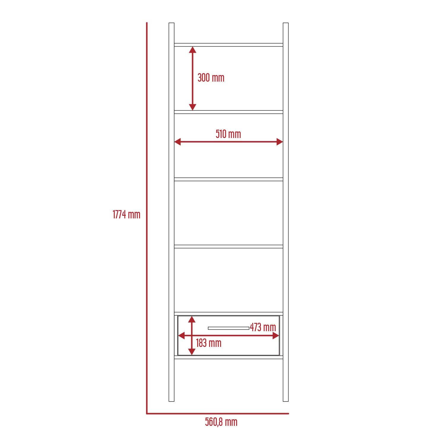 Core Products Core Brooklyn Bleached Pine Effect 1 Drawer Ladder Shelf Unit (Flat Packed)