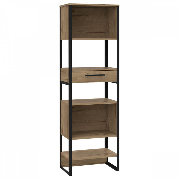 Core Products Core Brooklyn Bleached Pine Effect Tall Narrow 1 Drawer Bookcase (Flat Packed)