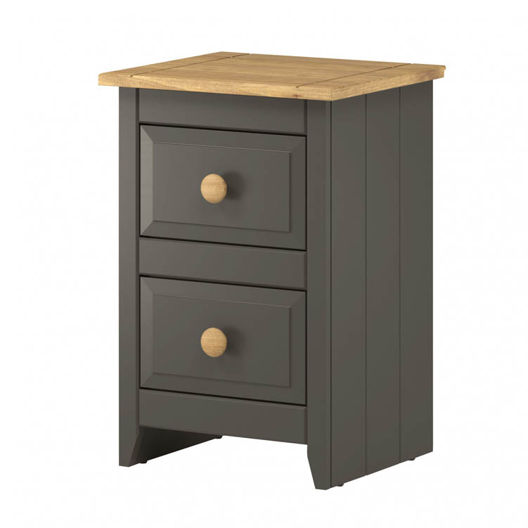Core Products Core Capri Carbon and Waxed Pine 2 Drawer Petite Bedside Cabinet (Flat Packed)