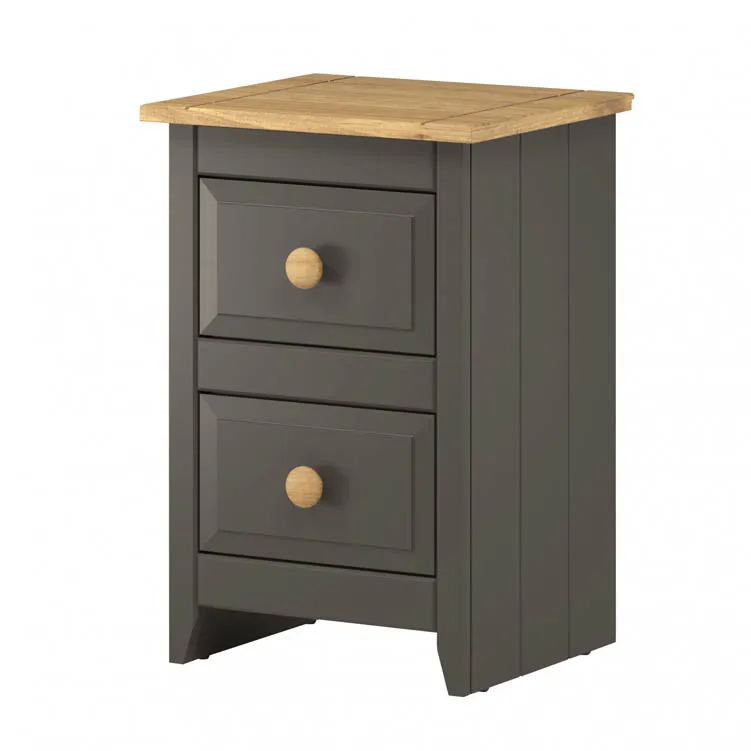 Core Core Capri Carbon and Waxed Pine 2 Drawer Petite Bedside Table