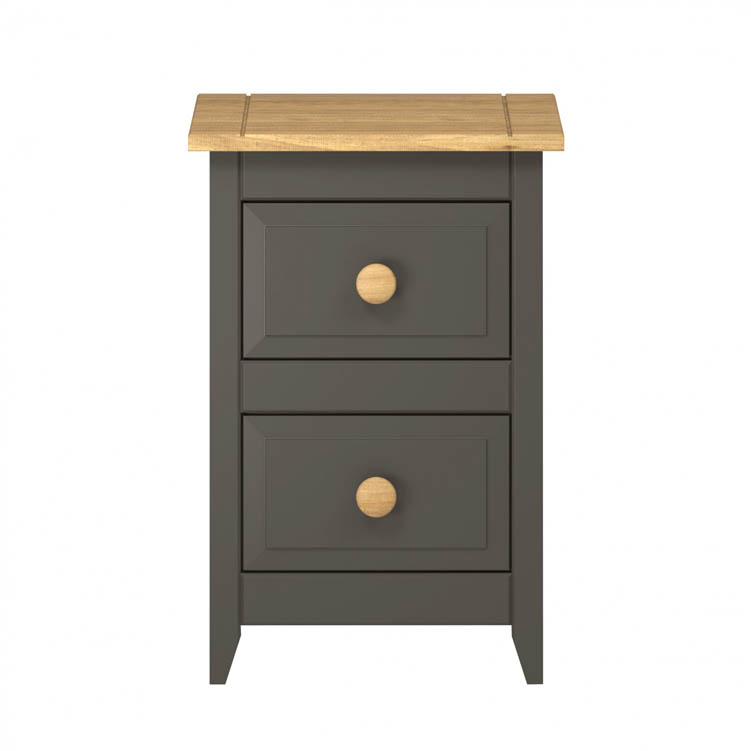 Core Products Core Capri Carbon and Waxed Pine 2 Drawer Petite Bedside Cabinet (Flat Packed)