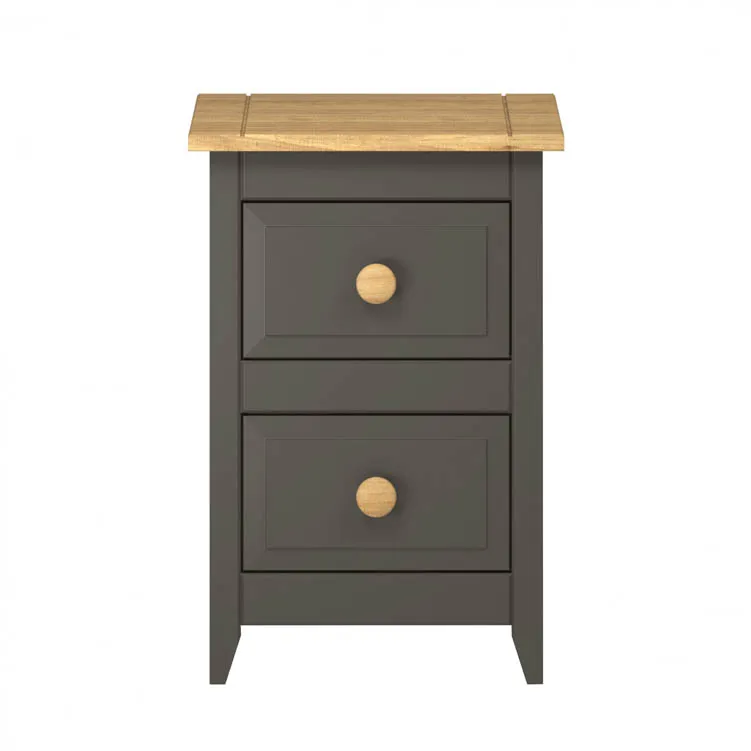 Core Core Capri Carbon and Waxed Pine 2 Drawer Petite Bedside Table