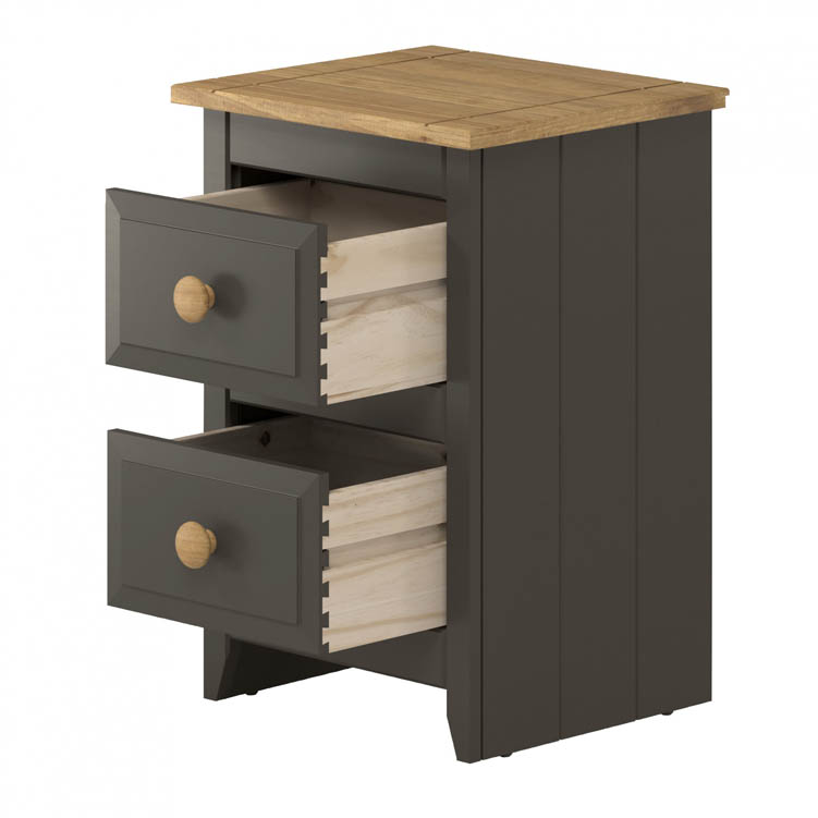 Core Products Core Capri Carbon and Waxed Pine 2 Drawer Petite Bedside Cabinet (Flat Packed)
