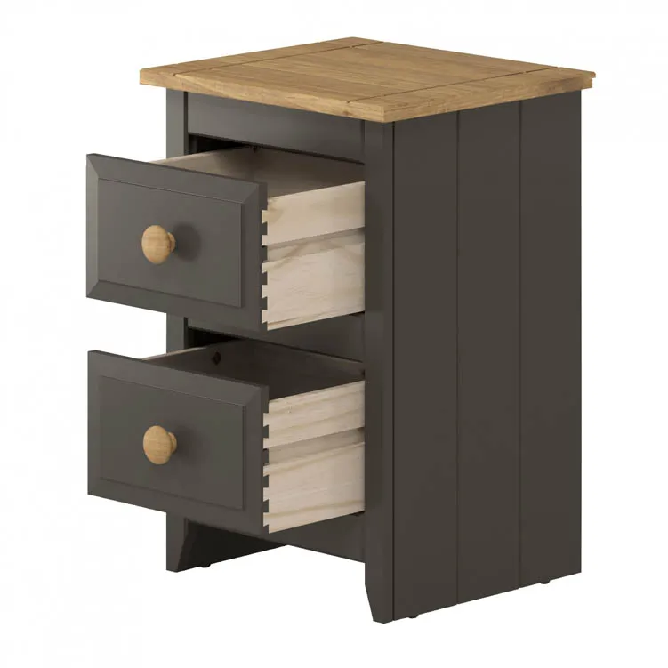 Core Core Capri Carbon and Waxed Pine 2 Drawer Petite Bedside Table