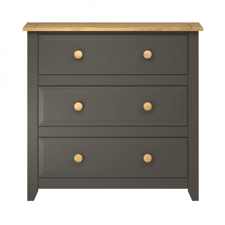 Core Products Core Capri Carbon and Waxed Pine 3 Drawer Chest of Drawers (Flat Packed)