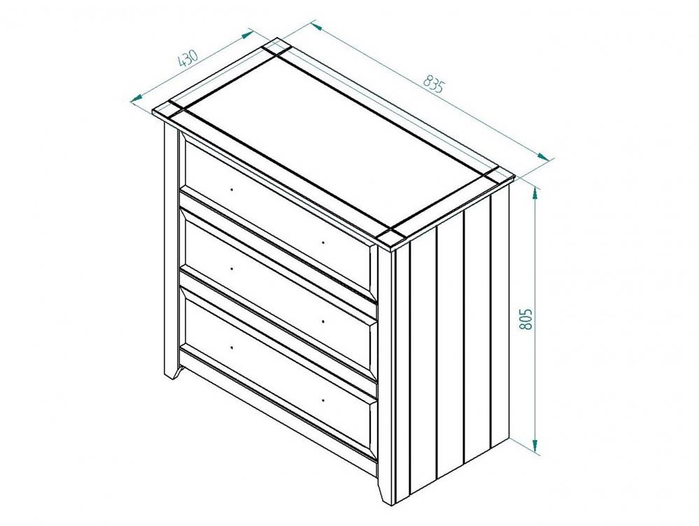 Core Products Core Capri Carbon and Waxed Pine 3 Drawer Chest of Drawers (Flat Packed)