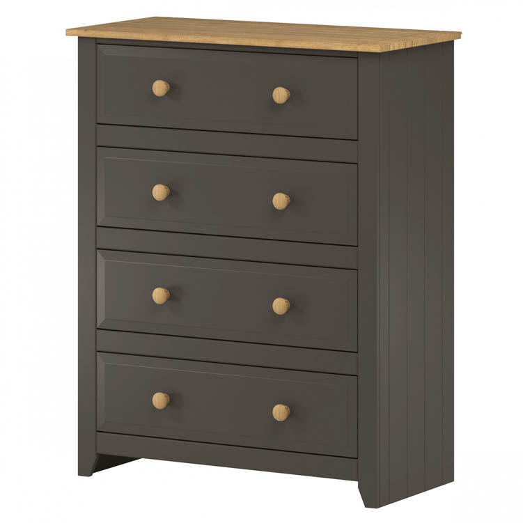 Core Products Core Capri Carbon and Waxed Pine 4 Drawer Chest of Drawers (Flat Packed)