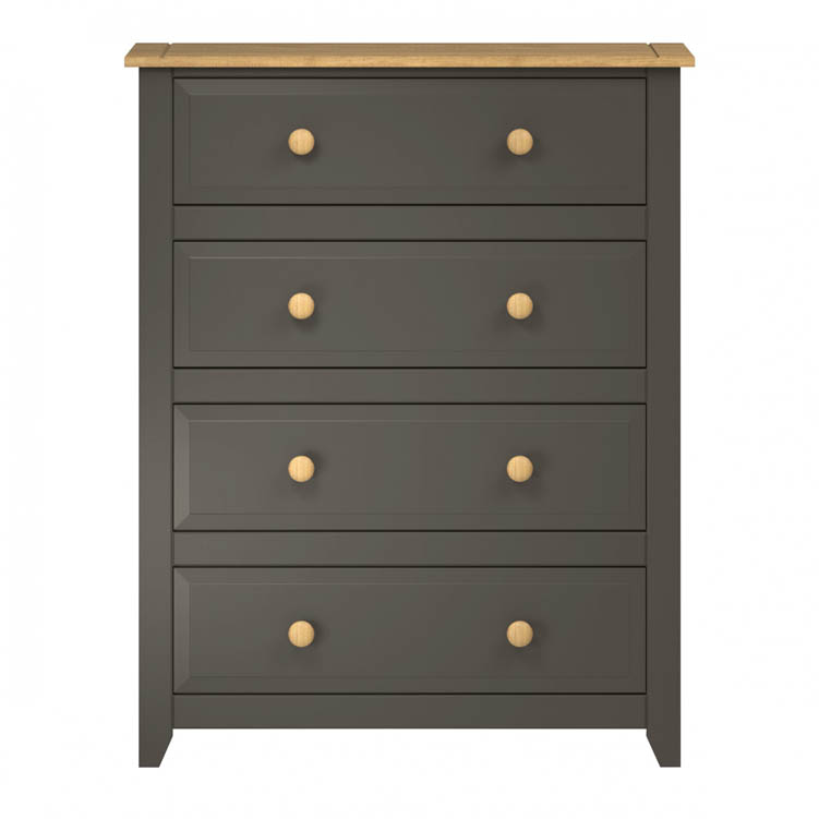 Core Products Core Capri Carbon and Waxed Pine 4 Drawer Chest of Drawers (Flat Packed)