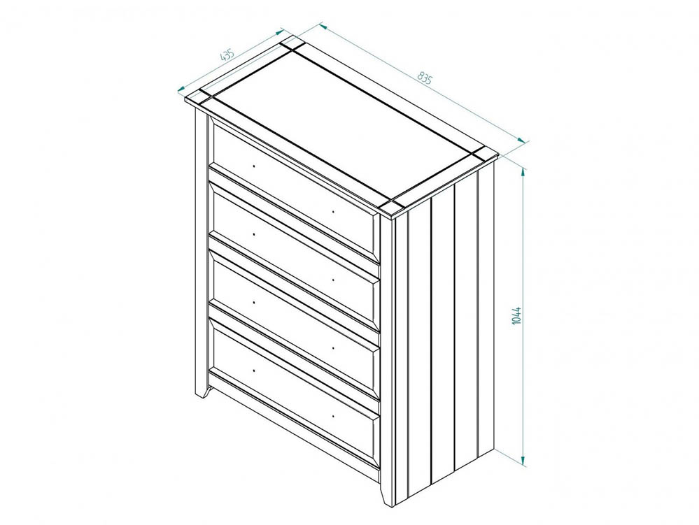 Core Products Core Capri Carbon and Waxed Pine 4 Drawer Chest of Drawers (Flat Packed)
