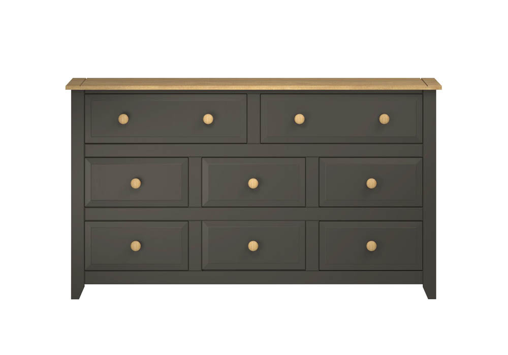 Core Products Core Capri Carbon and Waxed Pine 6+2 Drawer Large Chest of Drawers (Flat Packed)