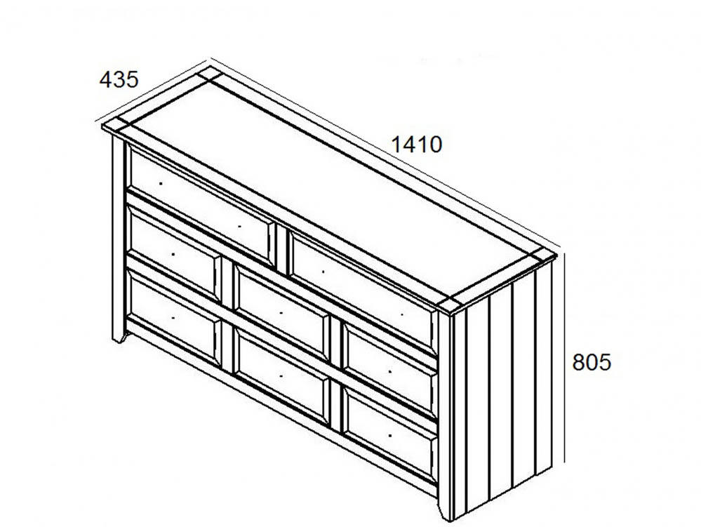 Core Products Core Capri Carbon and Waxed Pine 6+2 Drawer Large Chest of Drawers (Flat Packed)