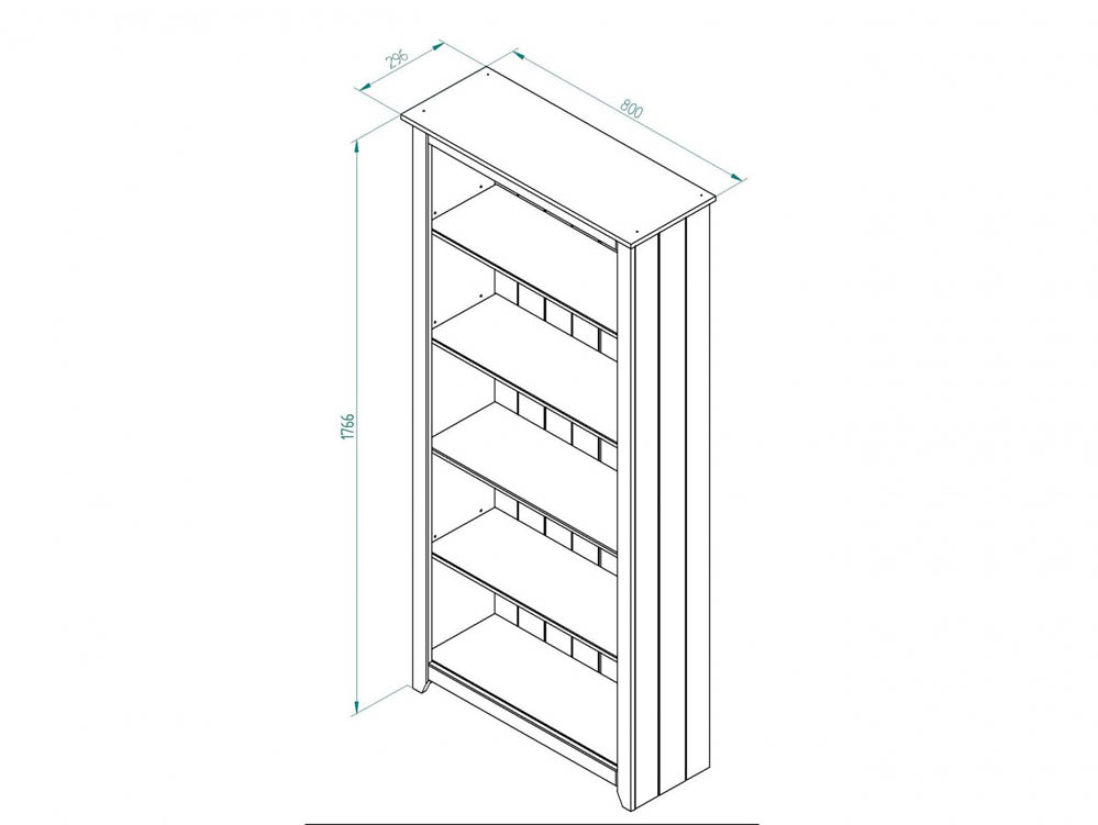 Core Products Core Capri Carbon and Waxed Pine Tall Bookcase (Flat Packed)