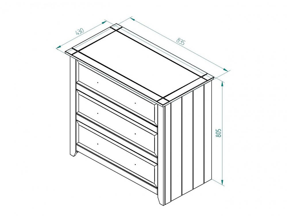 Core Products Core Capri White 3 Drawer Chest of Drawers (Flat Packed)
