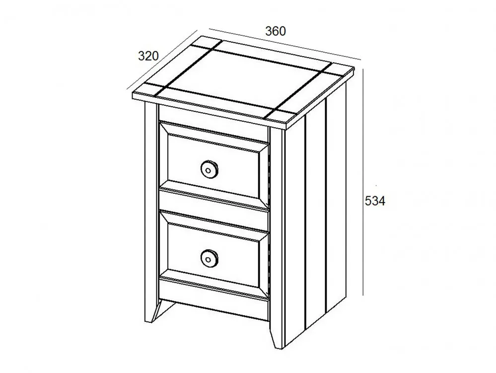 Core Core Capri White 2 Drawer Petite Bedside Table