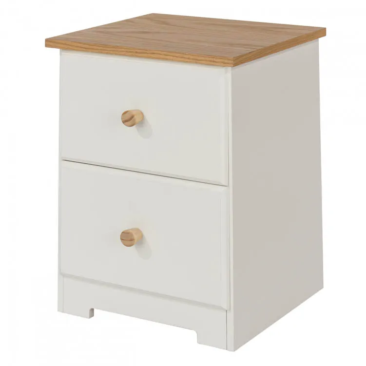 Core Core Colorado White and Oak 2 Drawer Petite Bedside Table