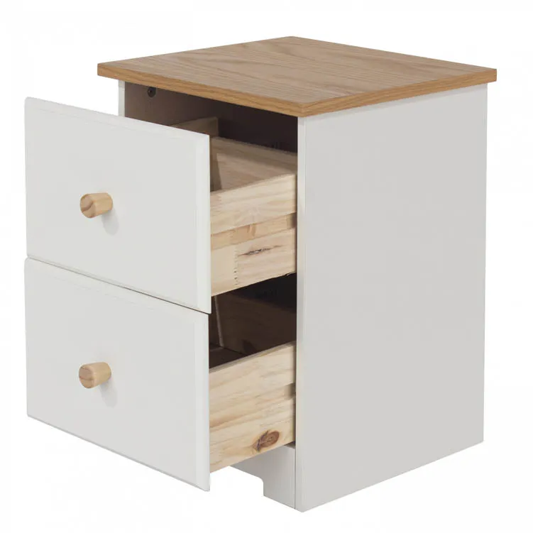 Core Core Colorado White and Oak 2 Drawer Petite Bedside Table