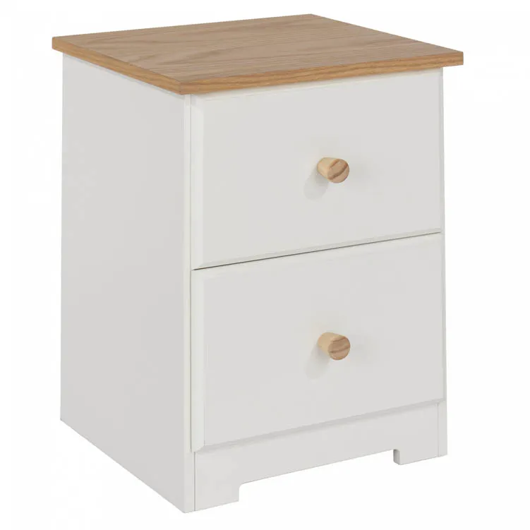 Core Core Colorado White and Oak 2 Drawer Petite Bedside Table