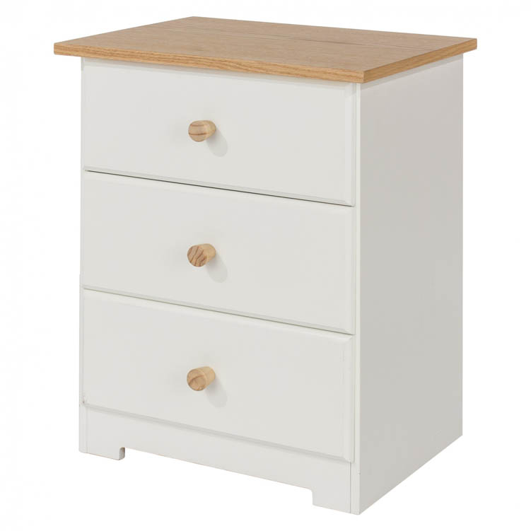 Core Products Core Colorado White and Oak 3 Drawer Bedside Cabinet (Flat Packed)