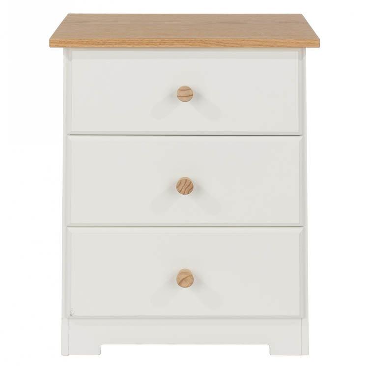 Core Products Core Colorado White and Oak 3 Drawer Bedside Cabinet (Flat Packed)