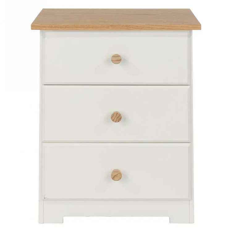 Core Core Colorado White and Oak 3 Drawer Bedside Table