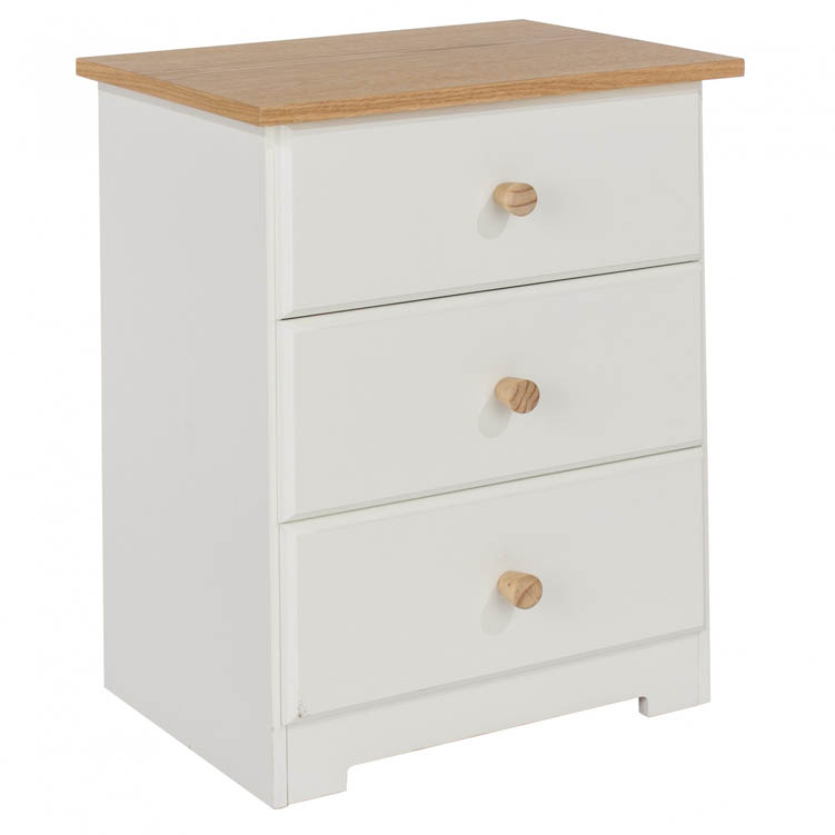 Core Products Core Colorado White and Oak 3 Drawer Bedside Cabinet (Flat Packed)
