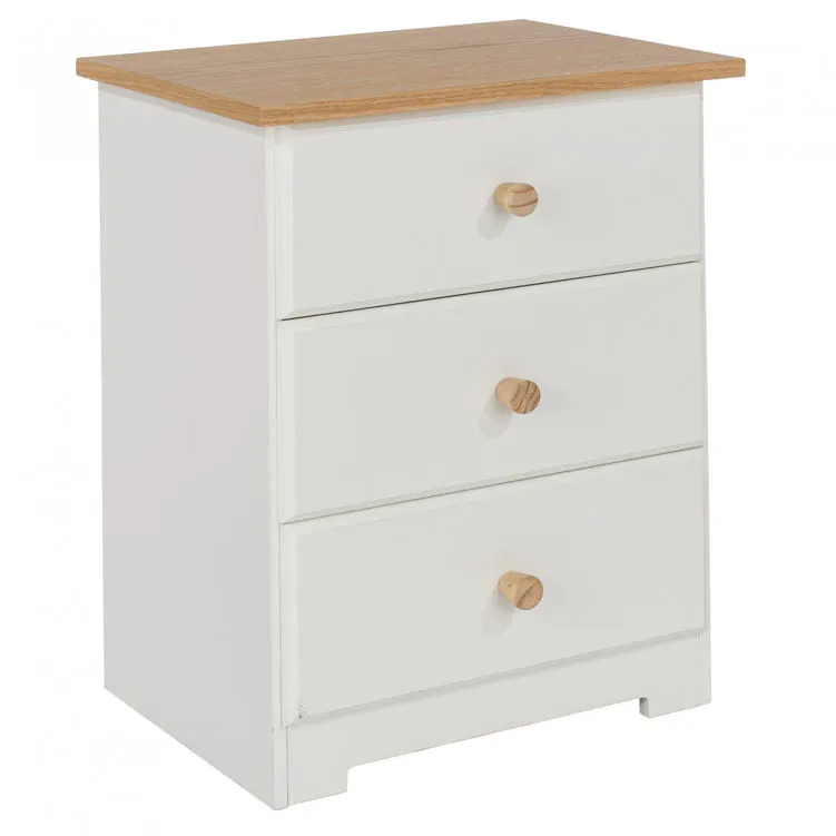 Core Core Colorado White and Oak 3 Drawer Bedside Table