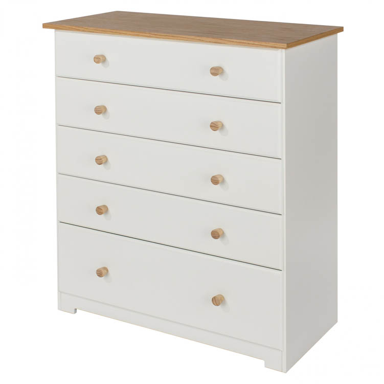Core Products Core Colorado White and Oak 5 Drawer Chest of Drawers (Flat Packed)