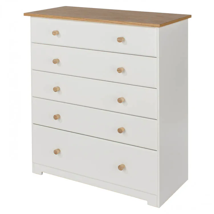 Core Core Colorado White and Oak 5 Drawer Chest of Drawers