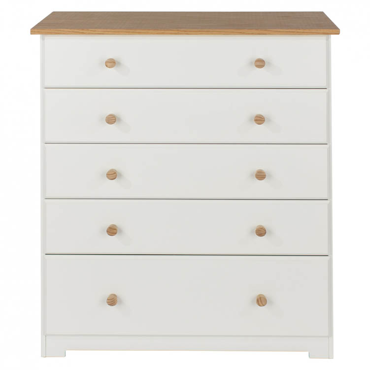 Core Products Core Colorado White and Oak 5 Drawer Chest of Drawers (Flat Packed)