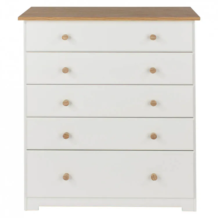 Core Core Colorado White and Oak 5 Drawer Chest of Drawers