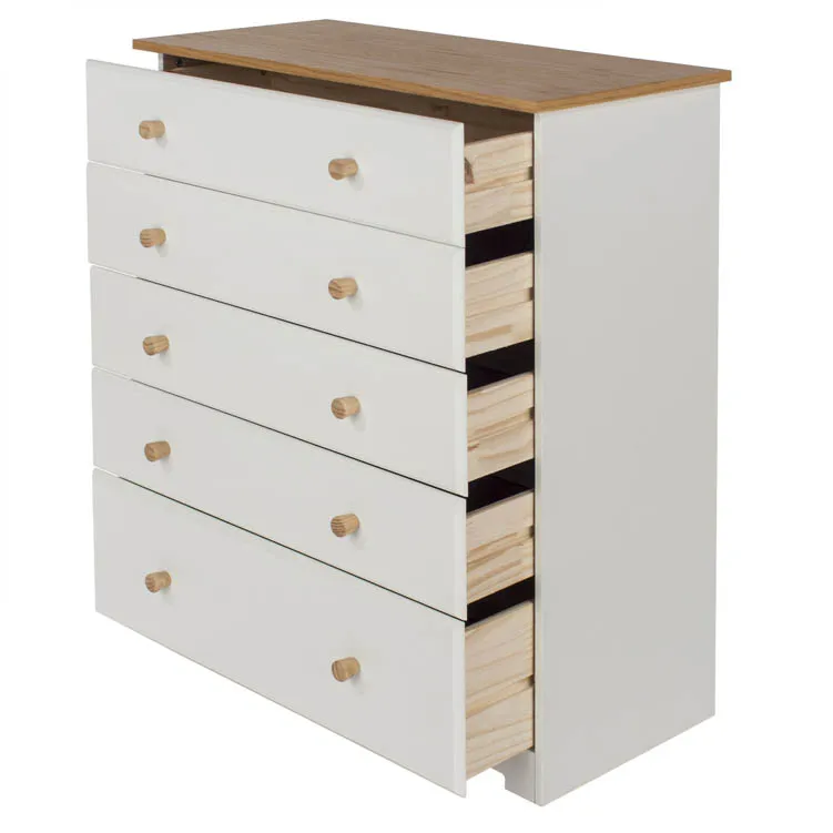Core Core Colorado White and Oak 5 Drawer Chest of Drawers