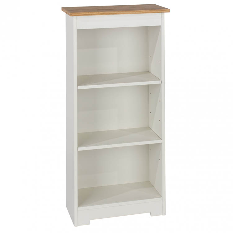 Core Products Core Colorado White and Oak Low Narrow Bookcase (Flat Packed)