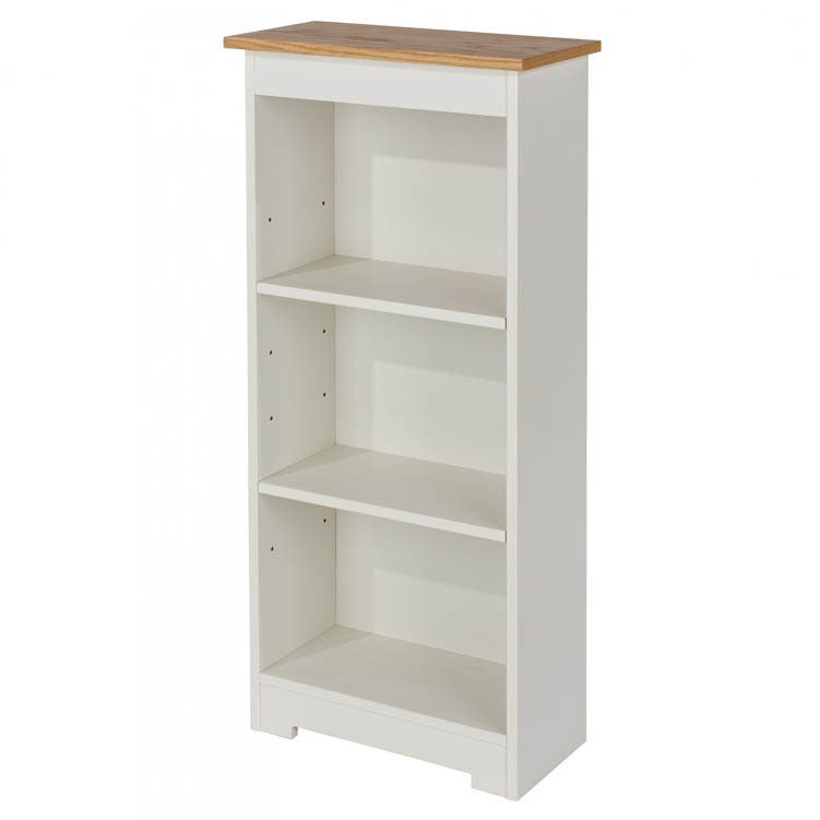 Core Products Core Colorado White and Oak Low Narrow Bookcase (Flat Packed)