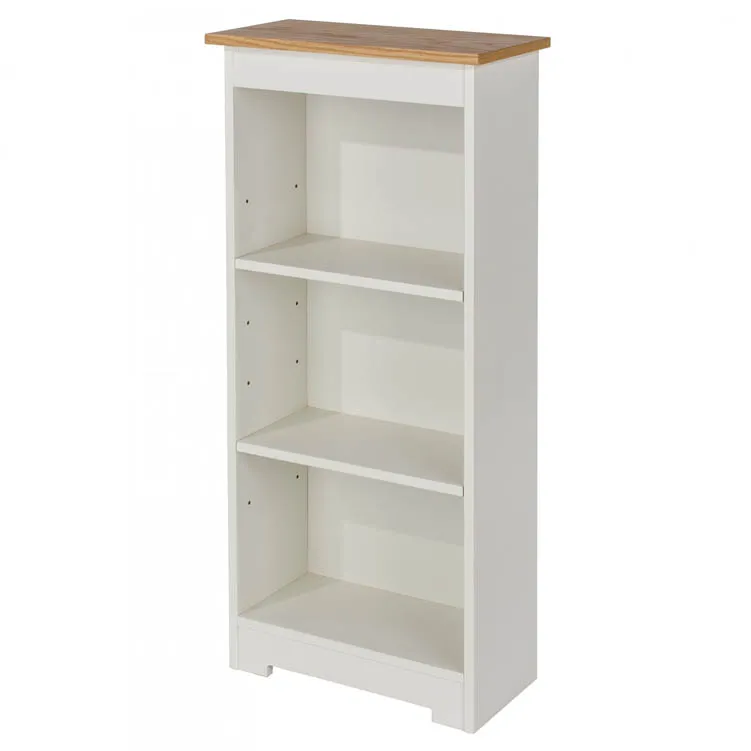 Core Core Colorado White and Oak Low Narrow Bookcase