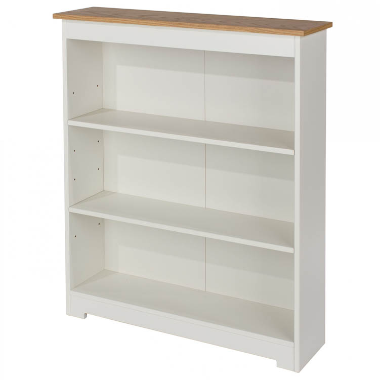 Core Products Core Colorado White and Oak Low Wide Bookcase (Flat Packed)