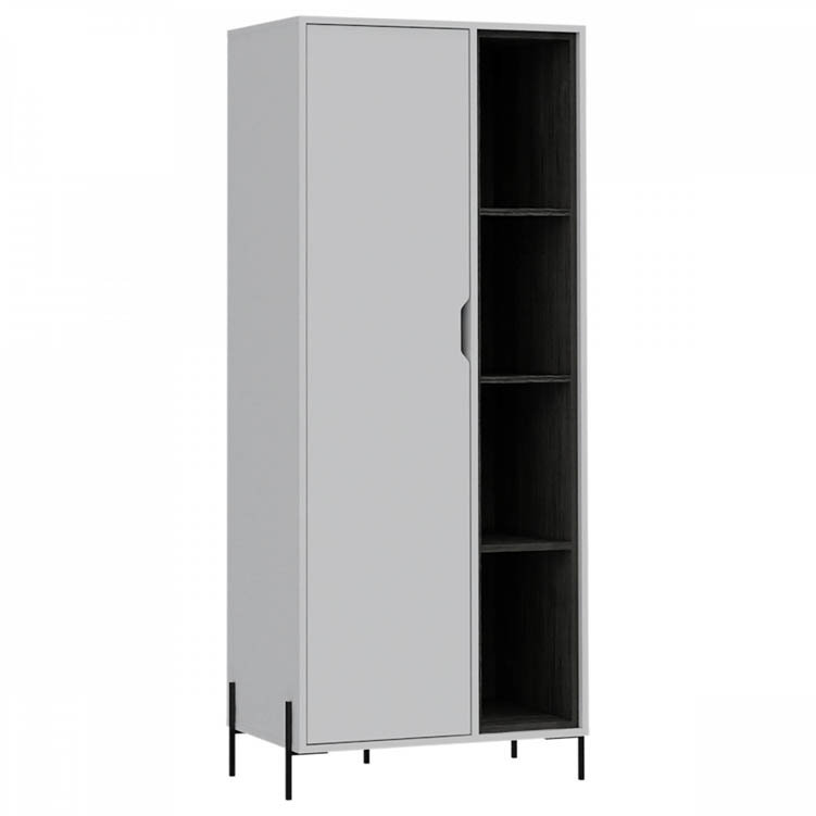 Core Products Core Dallas White and Carbon Grey Oak Bookcase Display Unit (Flat Packed)