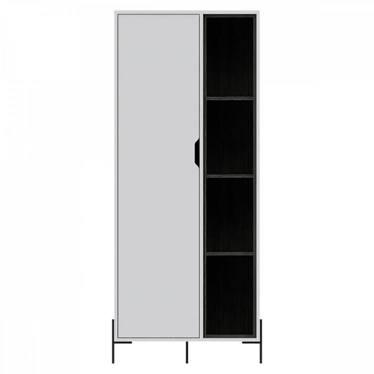 Core Products Core Dallas White and Carbon Grey Oak Bookcase Display Unit (Flat Packed)