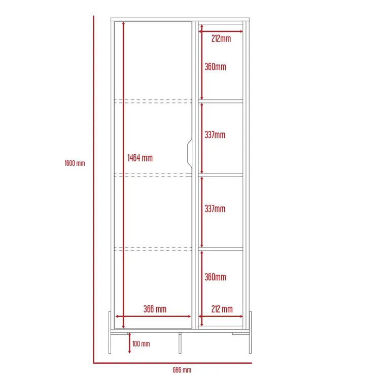 Core Core Dallas White and Grey Oak Bookcase Display Unit