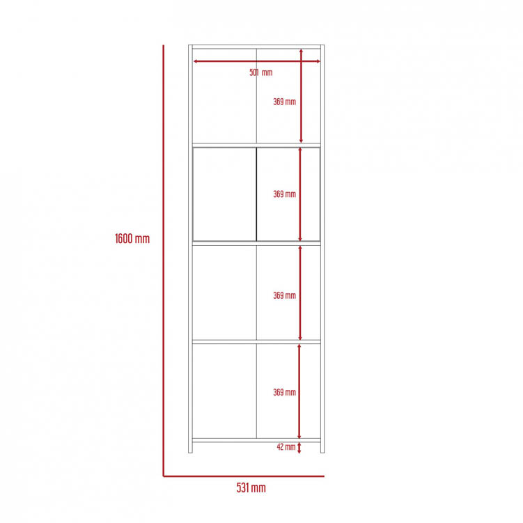 Core Products Core Dallas White and Carbon Grey Oak Bookcase (Flat Packed)