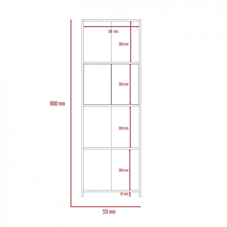 Core Core Dallas White and Grey Oak Bookcase