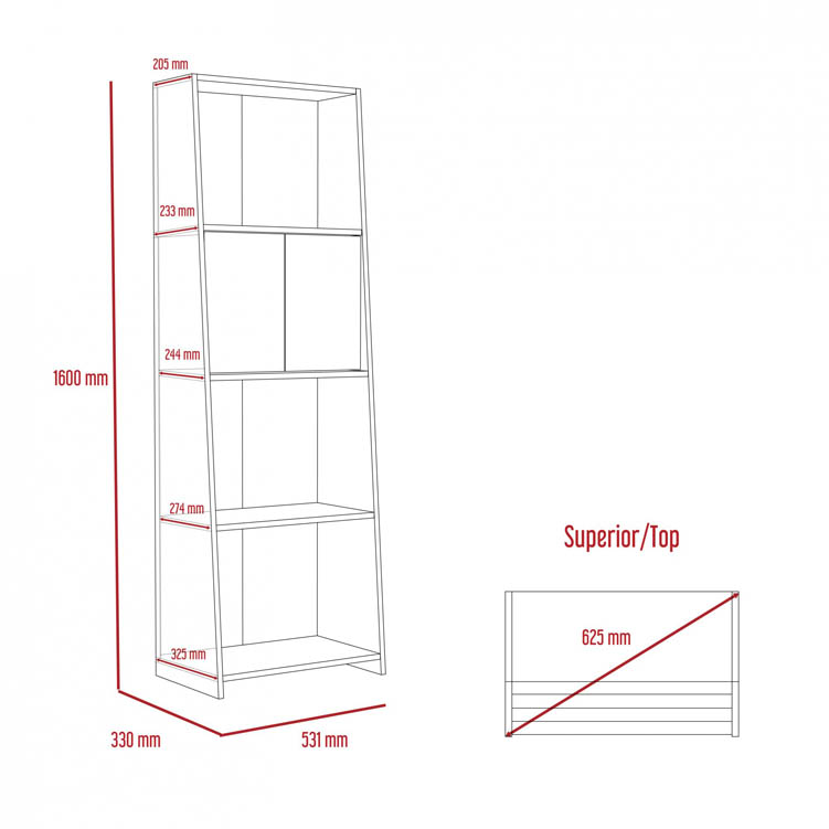 Core Products Core Dallas White and Carbon Grey Oak Bookcase (Flat Packed)