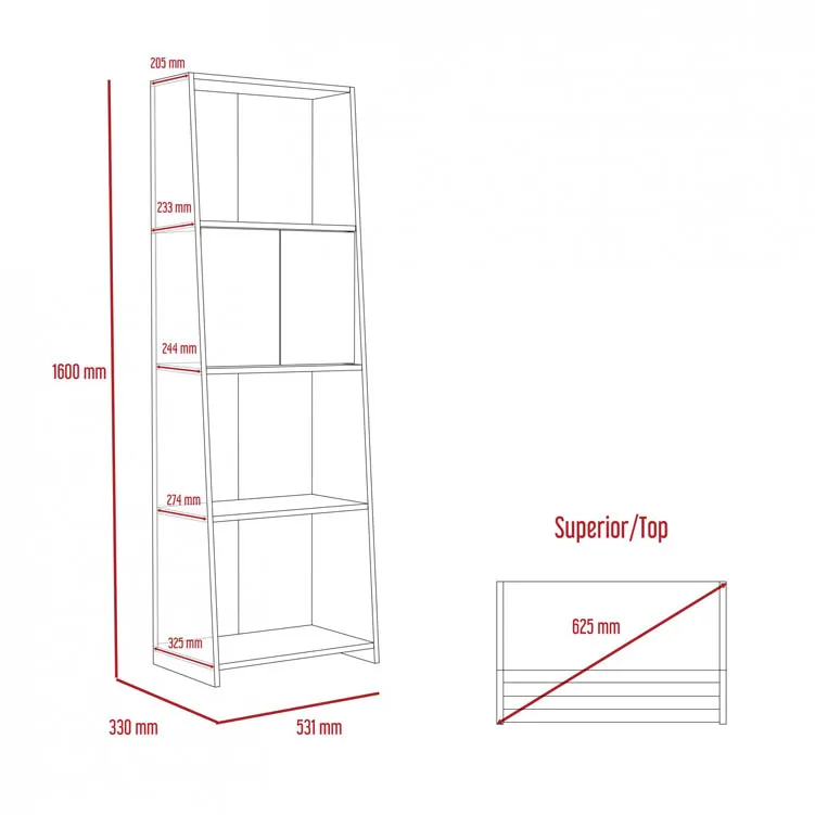 Core Core Dallas White and Grey Oak Bookcase