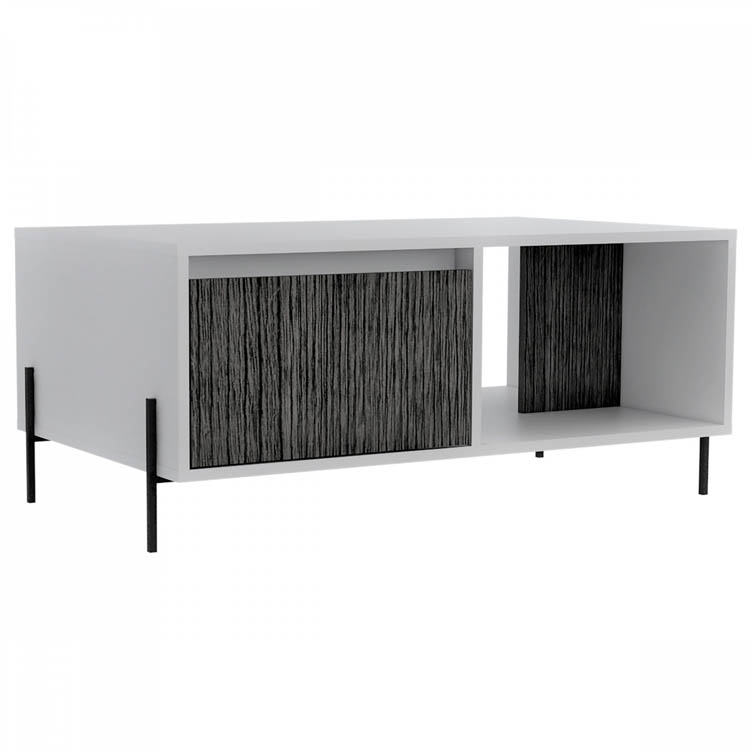 Core Products Core Dallas White and Carbon Grey Oak 1 Drawer Coffee Table (Flat Packed)