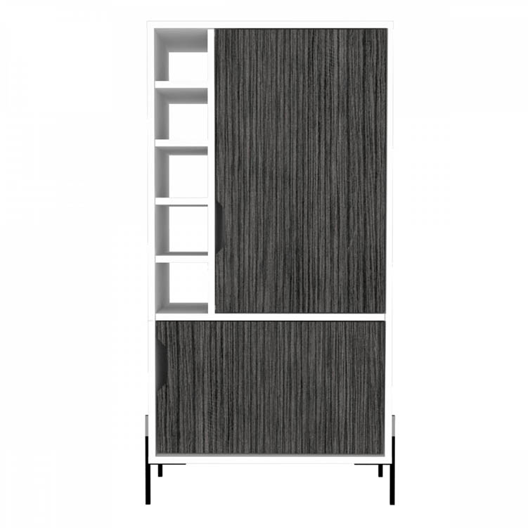 Core Products Core Dallas White and Carbon Grey Oak Drinks and Storage Bar (Flat Packed)