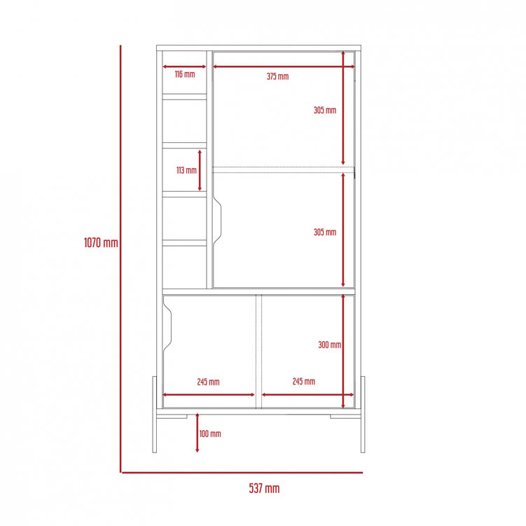Core Products Core Dallas White and Carbon Grey Oak Drinks and Storage Bar (Flat Packed)