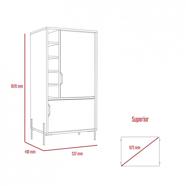 Core Products Core Dallas White and Carbon Grey Oak Drinks and Storage Bar (Flat Packed)