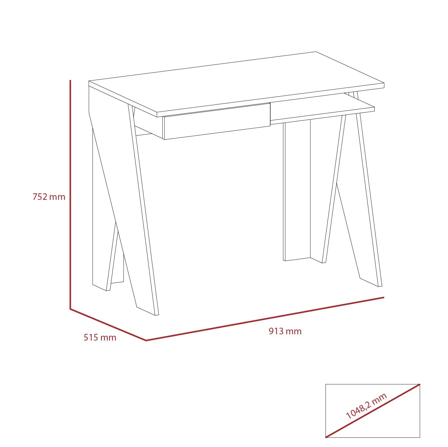 Core Products Core Dallas White and Grey Oak Home Office 1 Drawer Desk