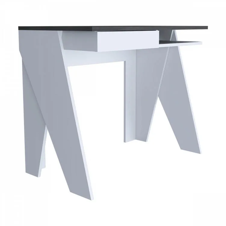 Core Core Dallas White and Grey Oak Home Office 1 Drawer Desk