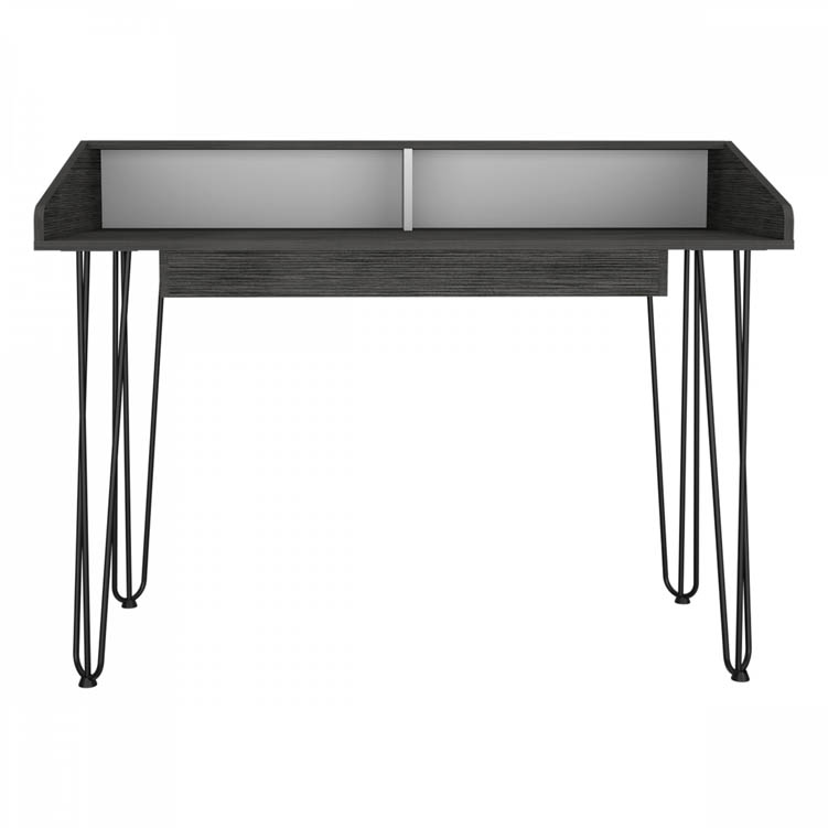 Core Products Core Dallas White and Carbon Grey Oak Home Office Desk with Drawer (Flat Packed)