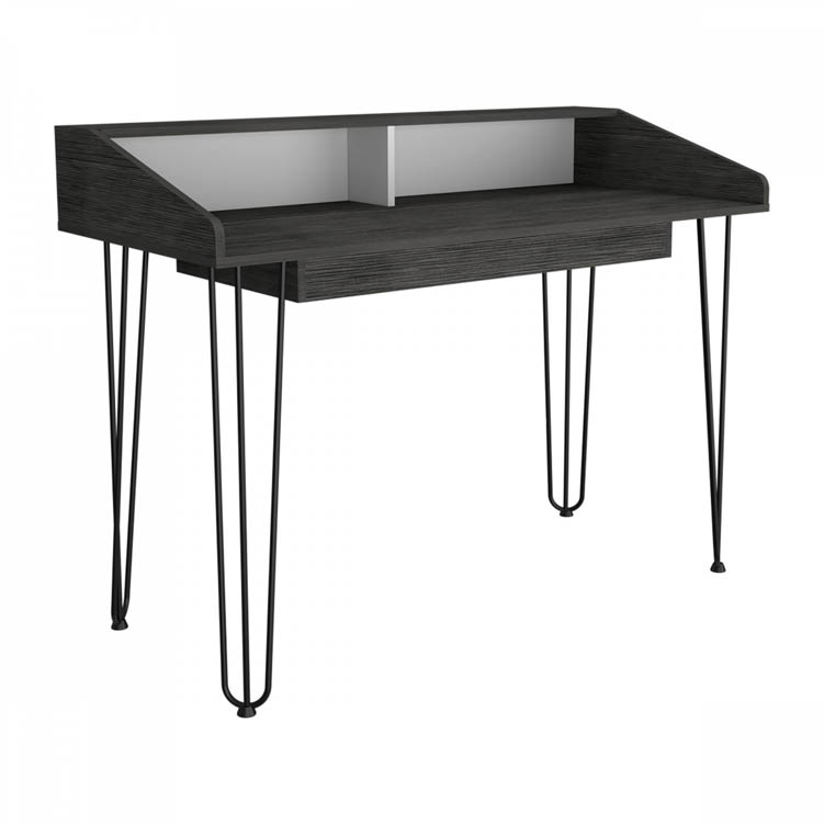 Core Products Core Dallas White and Carbon Grey Oak Home Office Desk with Drawer (Flat Packed)